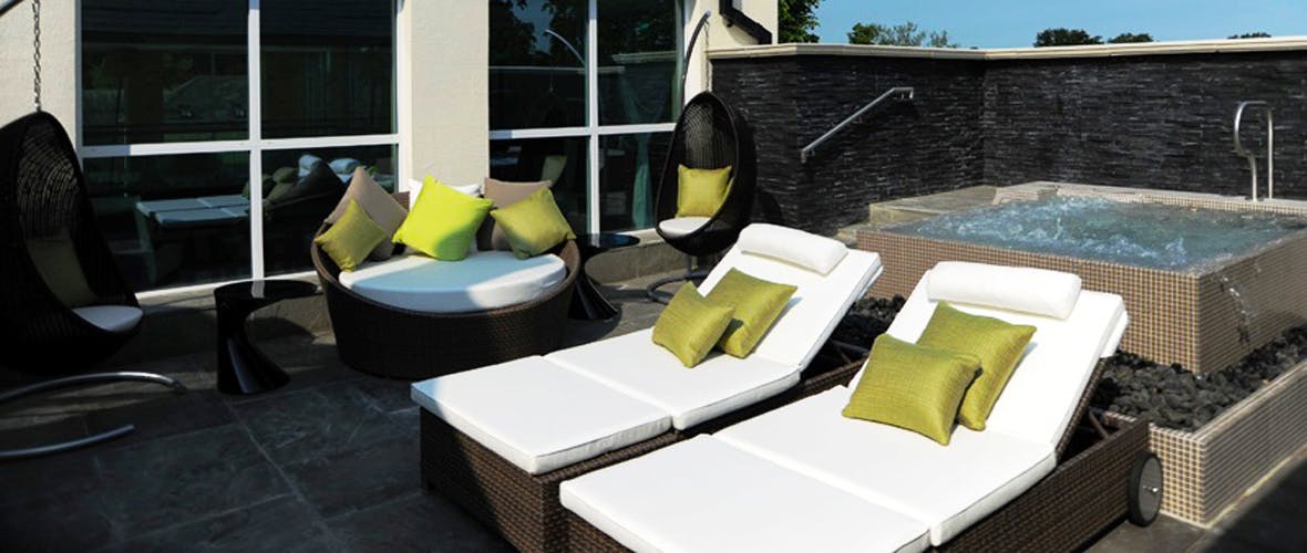 Bedford Lodge Hotel and Spa Outdoor Hot Tub and Loungers