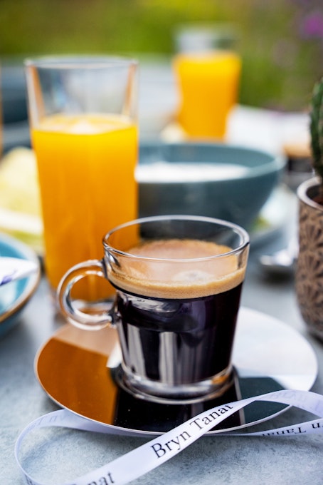 Bryn Tanat Wellness Spa Coffee and Orange Juice