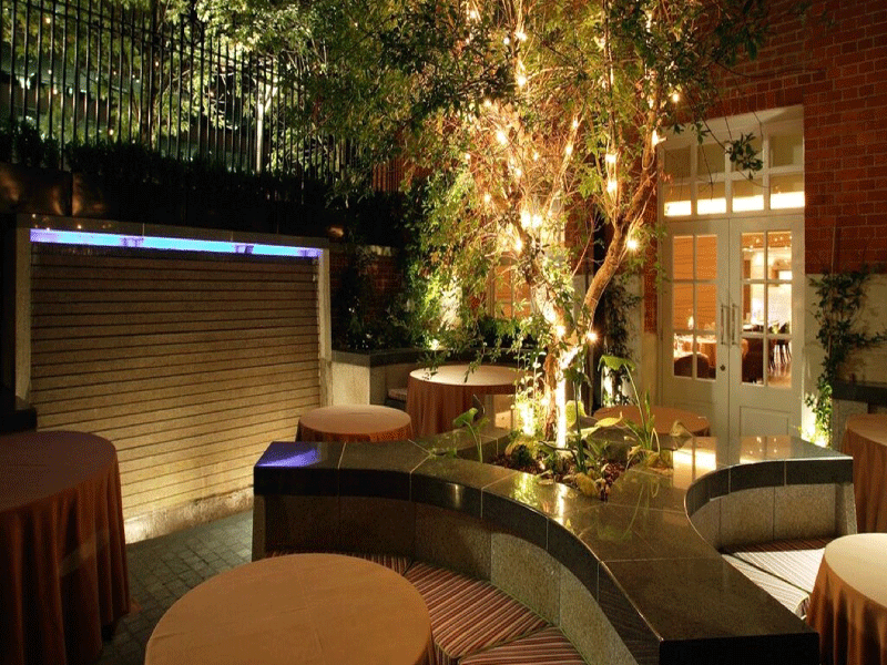The Roseate Reading Garden at Night