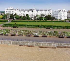 The Grand Hotel Eastbourne Front Exterior from Beach