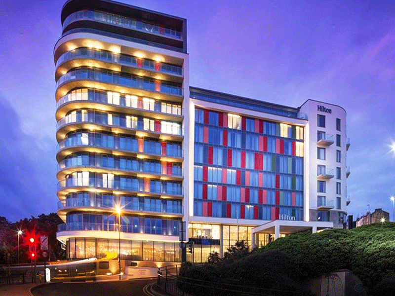 Rise Fitness and Wellbeing at Hilton Bournemouth Exterior at Night