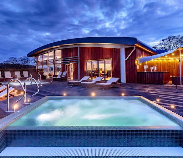 Nadarra Spa at The Coniston Hotel and Country Estate Twilight Outdoor Area at Dusk