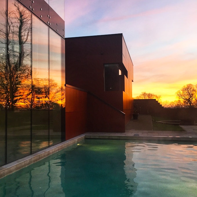 Ockenden Manor Hotel and Spa Outdoor Pool at Sunset