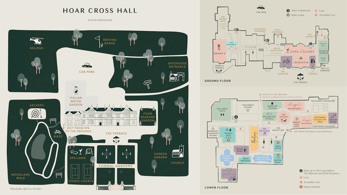 Hoar Cross Hall Hotel Site Map